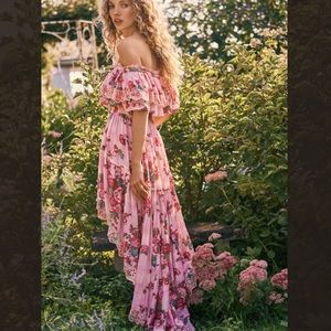 LoveShackFancy Weller high low maxi dress